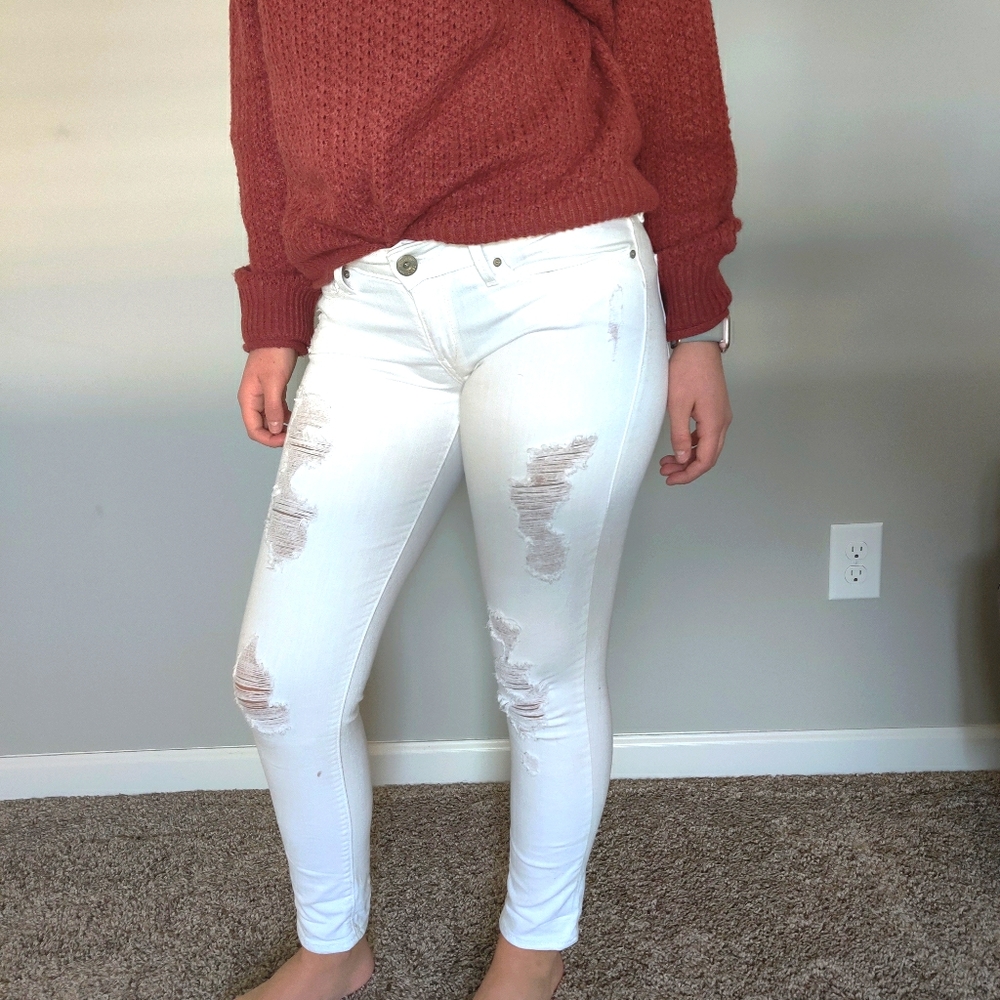 White ripped jeans